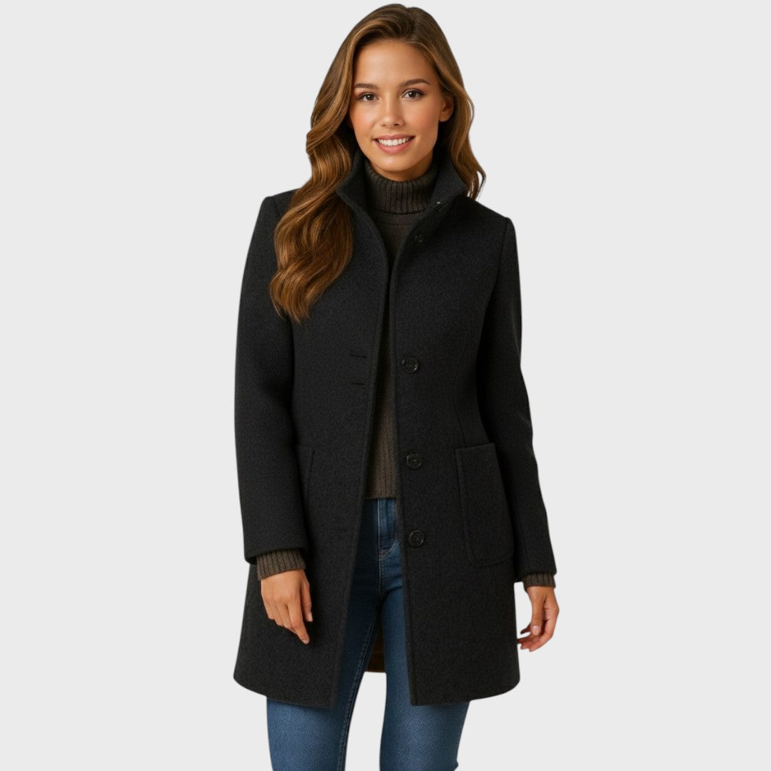 Women's Fitted Coat with Button Closure - Elegant Style 3