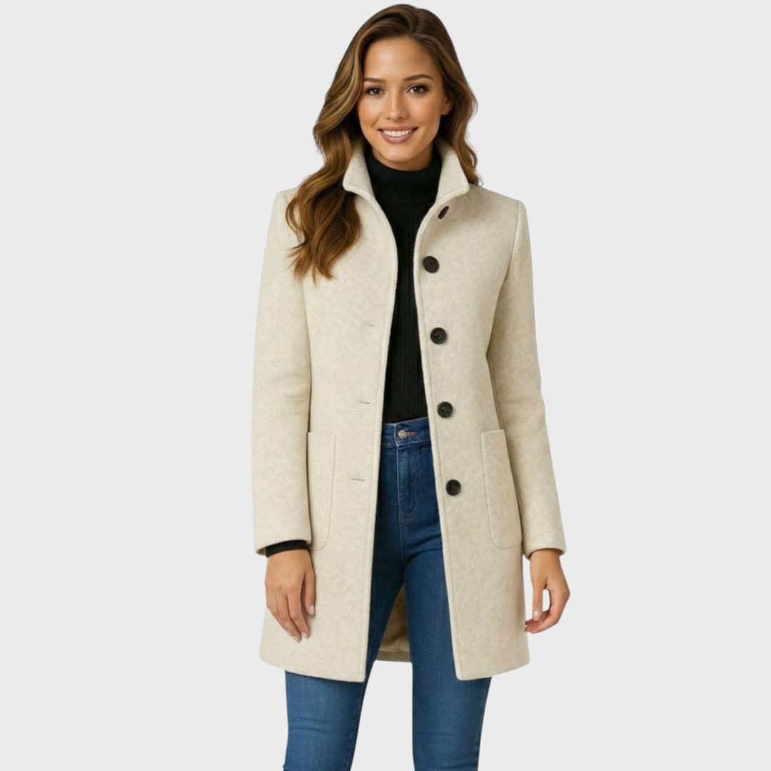 Women's Fitted Coat with Button Closure - Elegant Style 5