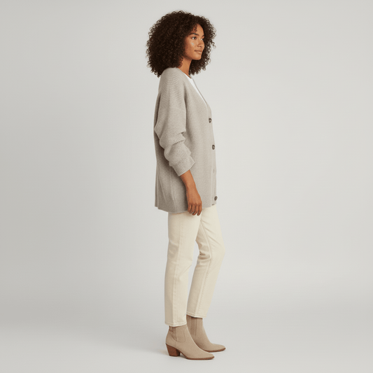 Locker Geschnittener Cardigan Mit Knopfleiste - Jamila