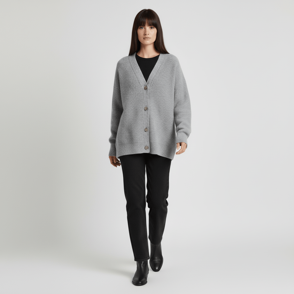 Locker Geschnittener Cardigan Mit Knopfleiste - Jamila
