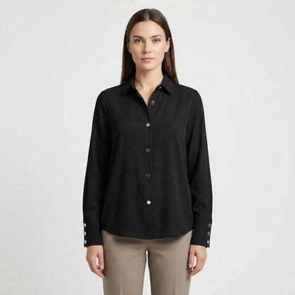 Long-Sleeve Blouse With Oversized Buttons - Rose