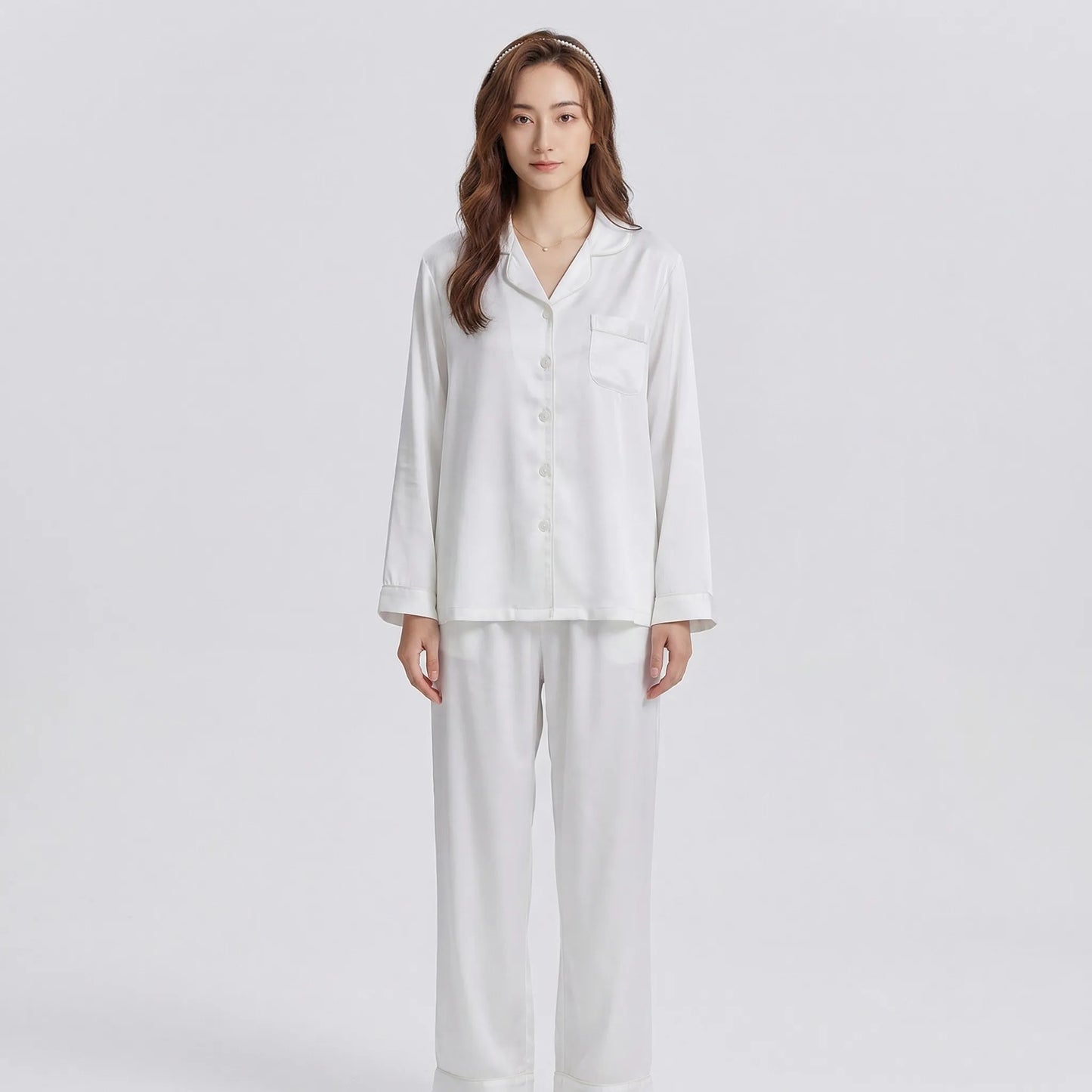 Long-Sleeve Button-Up Pyjama Set - Stephanie