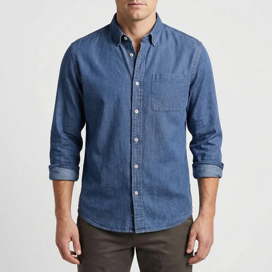 Long-Sleeve Denim Button-Up Shirt - Nick