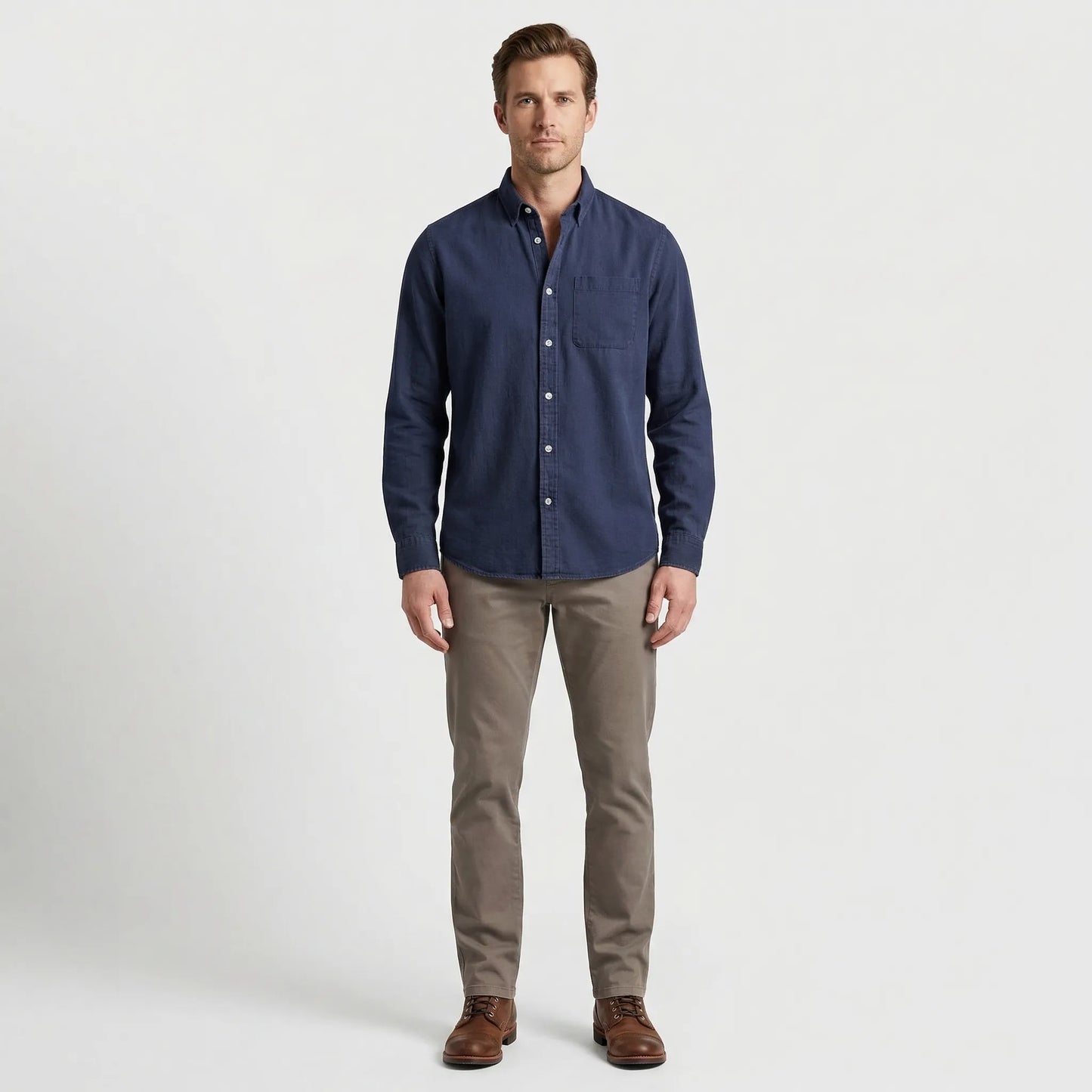 Long-Sleeve Denim Button-Up Shirt - Nick