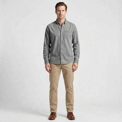 Long-Sleeve Denim Button-Up Shirt - Nick