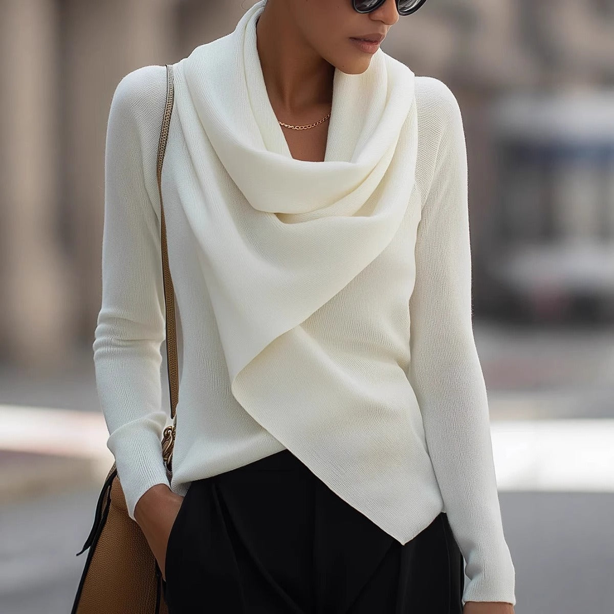 Long-Sleeve Knit Jumper With Wrap Detail - Ernestine