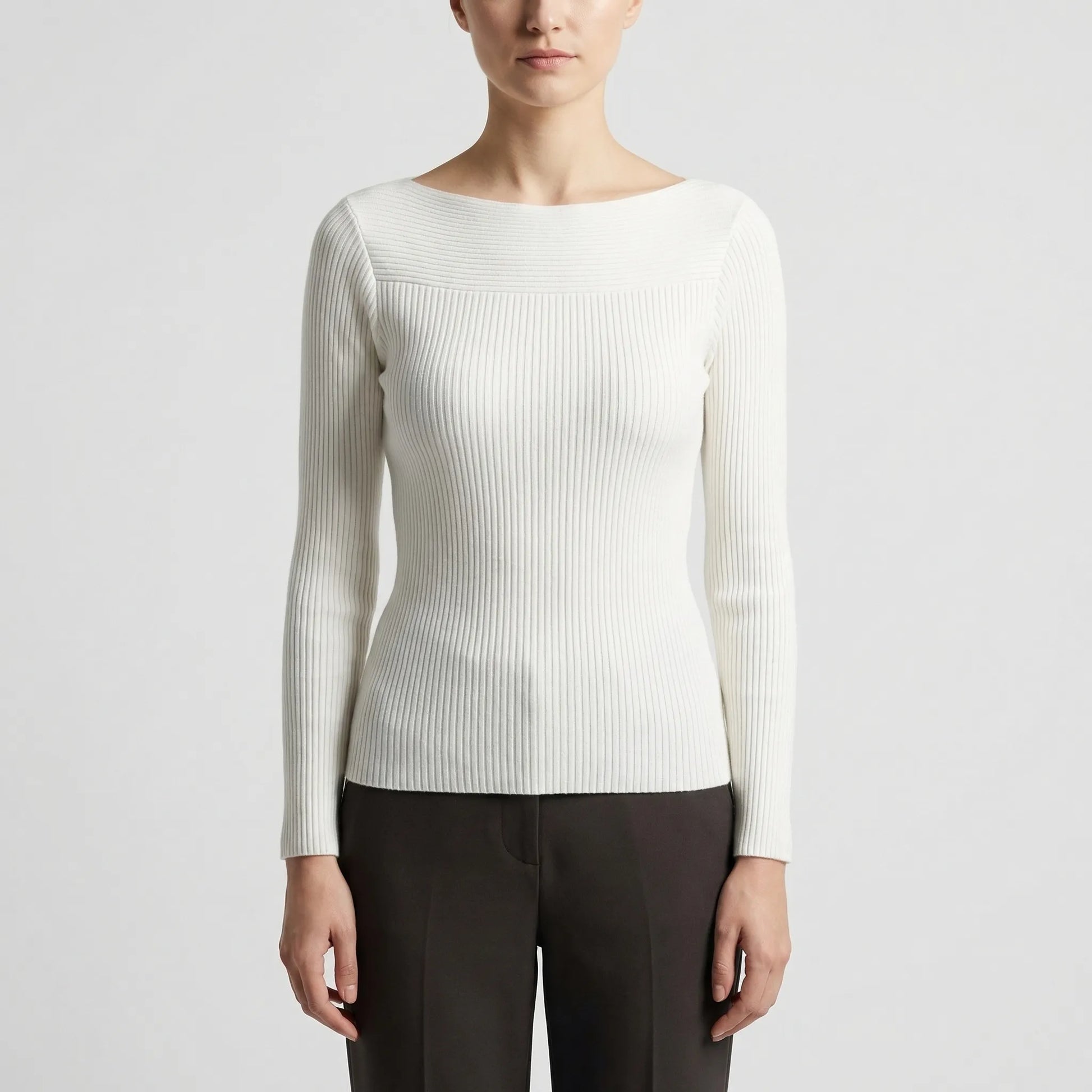 Long-Sleeve Plain Knit Top - Veronica
