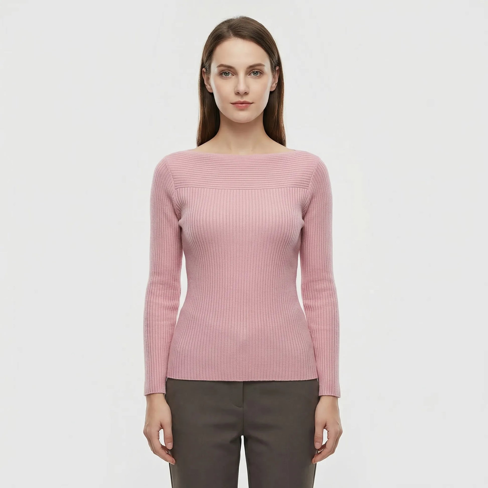 Long-Sleeve Plain Knit Top - Veronica