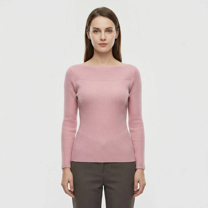 Long-Sleeve Plain Knit Top - Veronica