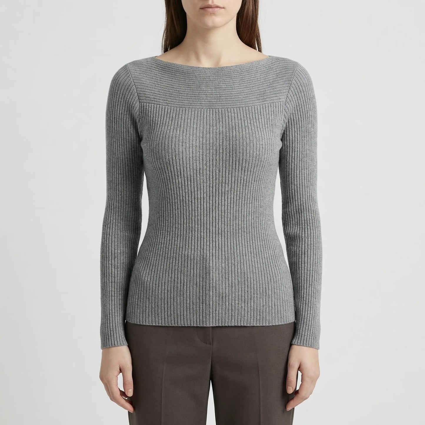 Long-Sleeve Plain Knit Top - Veronica