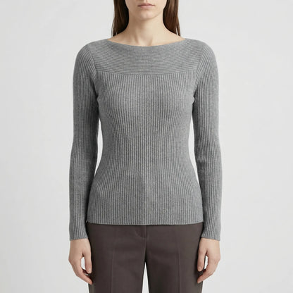 Long-Sleeve Plain Knit Top - Veronica