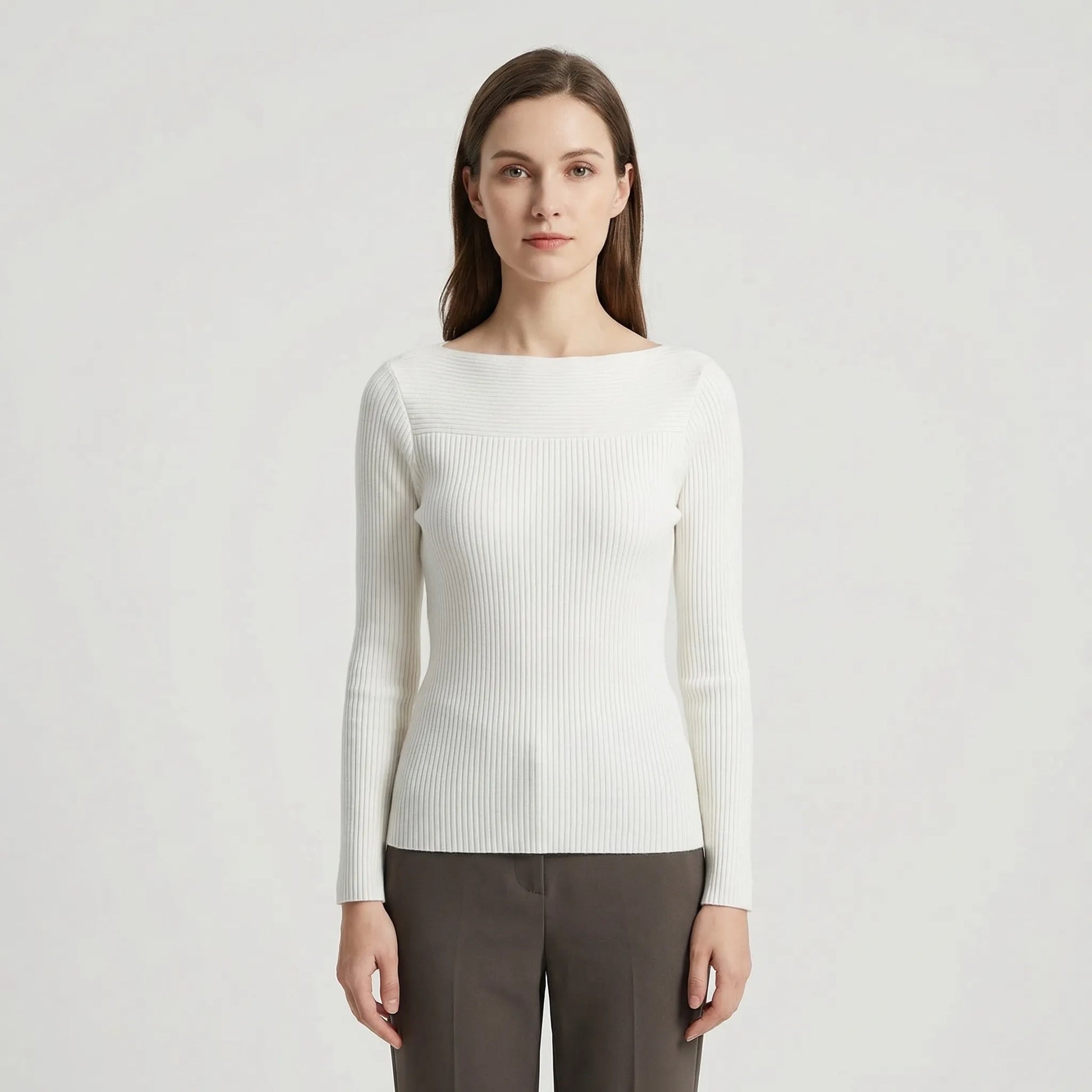 Long-Sleeve Plain Knit Top - Veronica