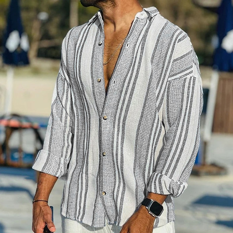 Long-Sleeve Shirt In A Retro Stripe Design - Grady