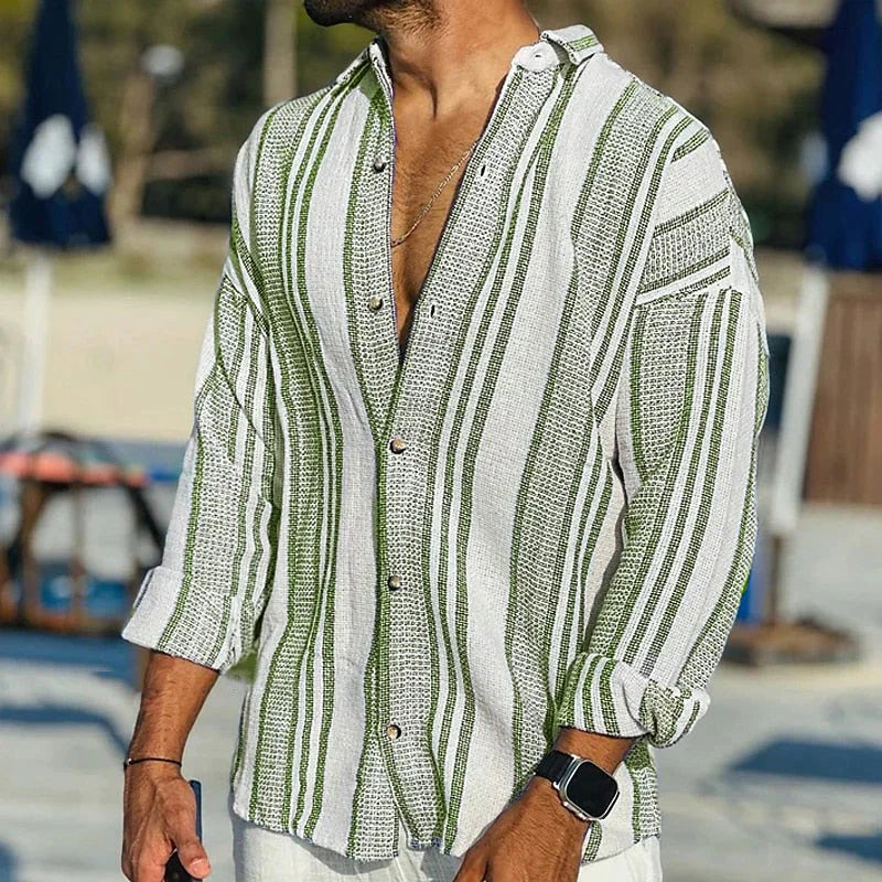 Long-Sleeve Shirt In A Retro Stripe Design - Grady