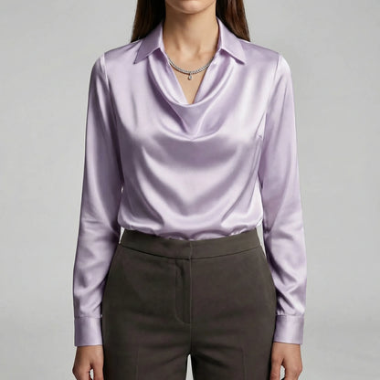 Long-Sleeved Draped Blouse - Ceylin