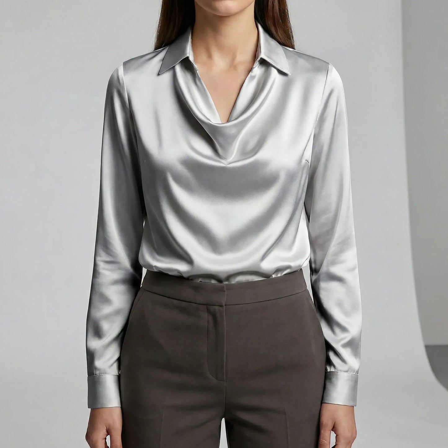 Long-Sleeved Draped Blouse - Ceylin