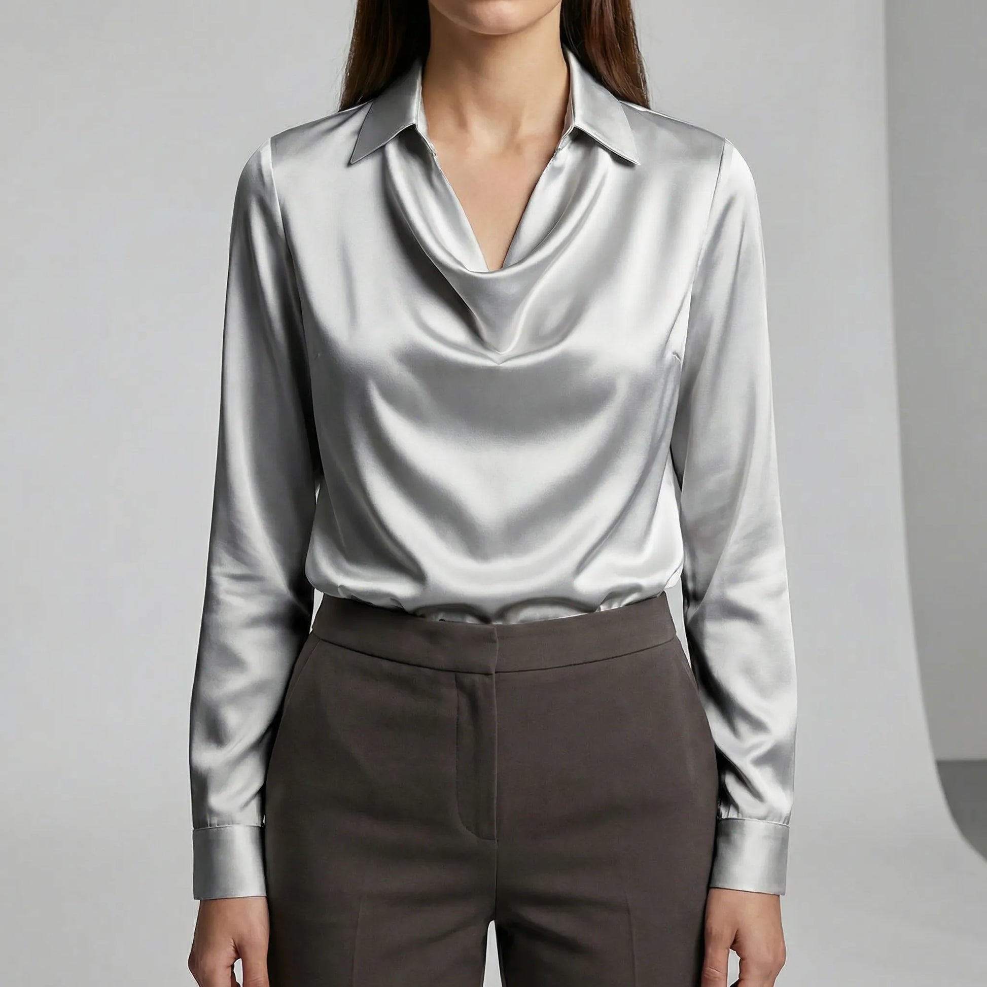 Long-Sleeved Draped Blouse - Ceylin