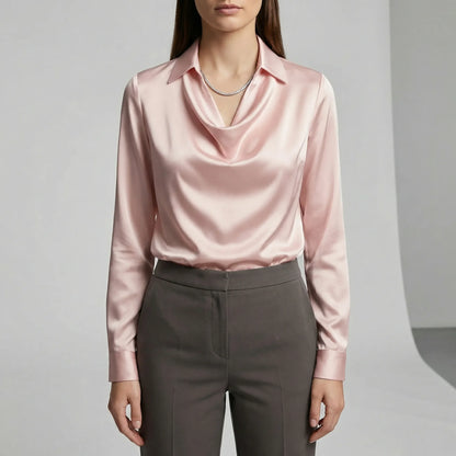 Long-Sleeved Draped Blouse - Ceylin