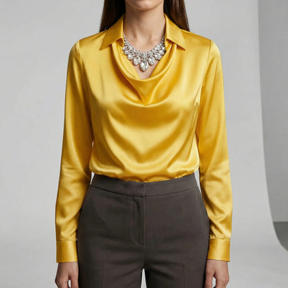 Long-Sleeved Draped Blouse - Ceylin