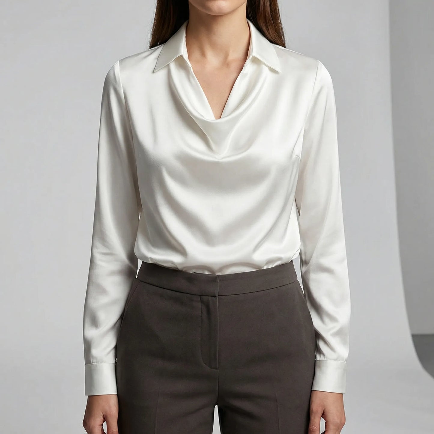 Long-Sleeved Draped Blouse - Ceylin