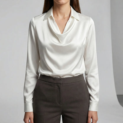 Long-Sleeved Draped Blouse - Ceylin