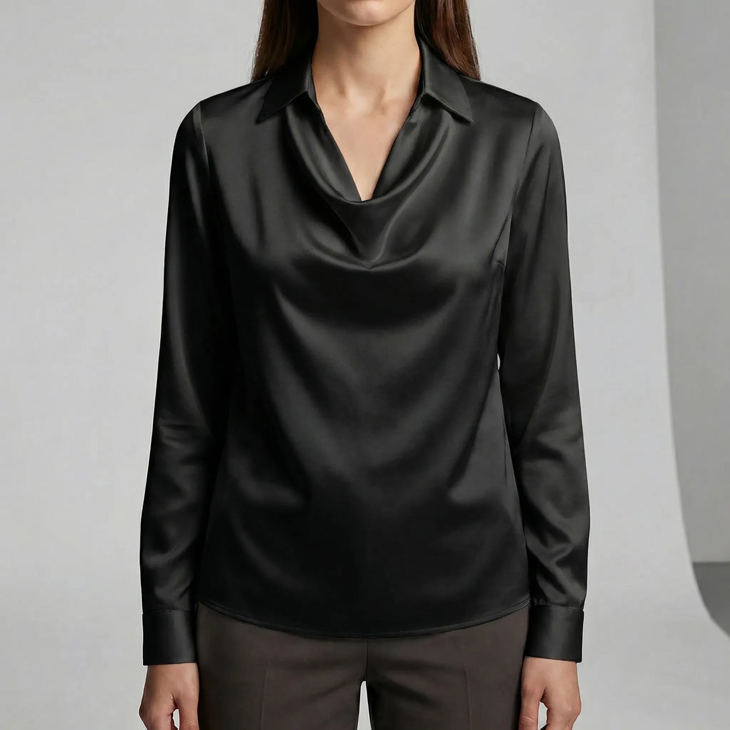 Long-Sleeved Draped Blouse - Ceylin