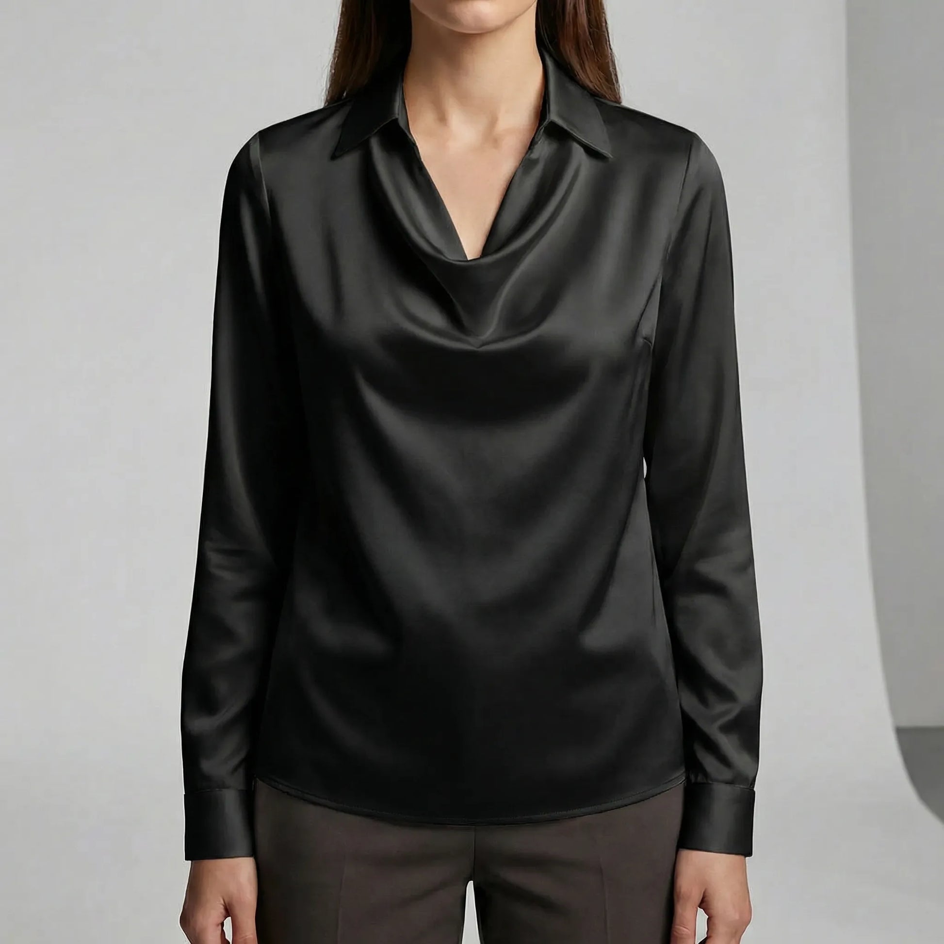 Long-Sleeved Draped Blouse - Ceylin