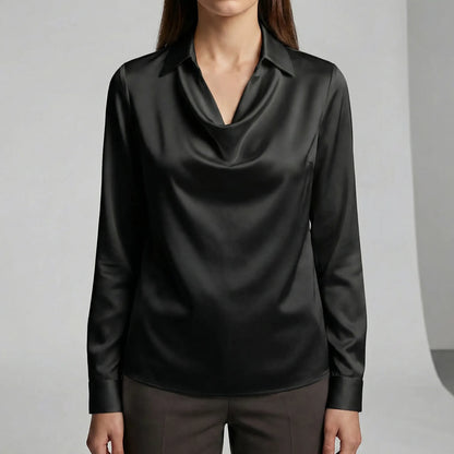 Long-Sleeved Draped Blouse - Ceylin