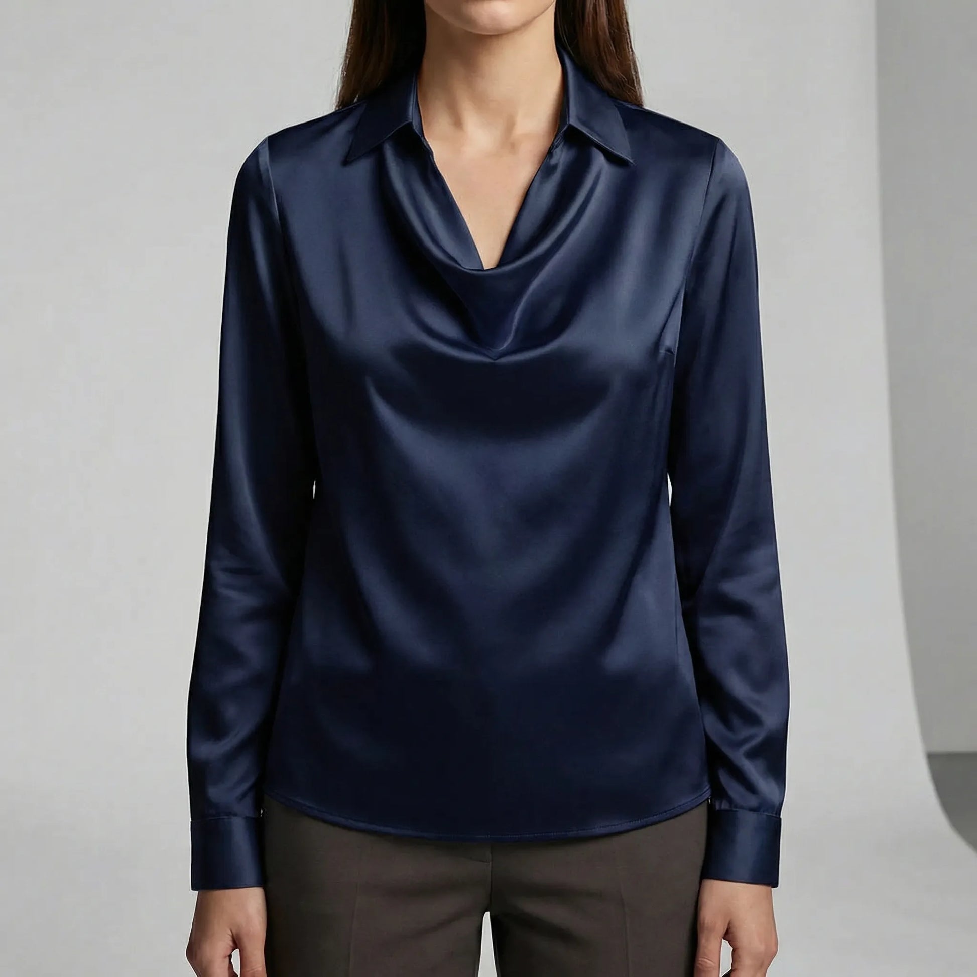 Long-Sleeved Draped Blouse - Ceylin