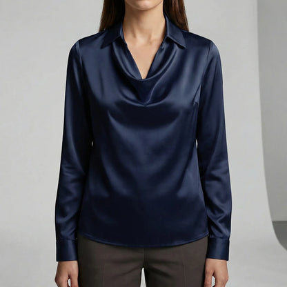 Long-Sleeved Draped Blouse - Ceylin