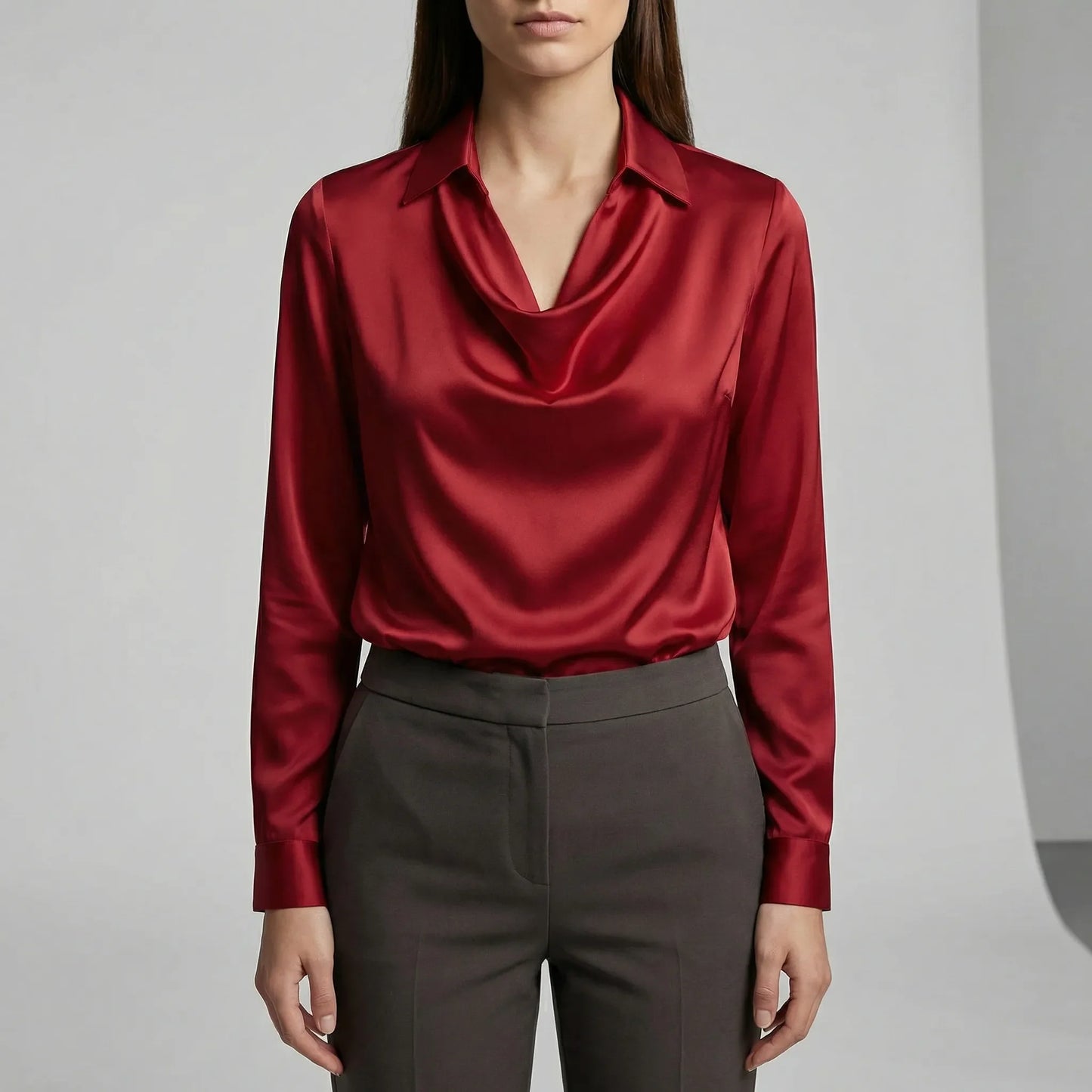 Long-Sleeved Draped Blouse - Ceylin