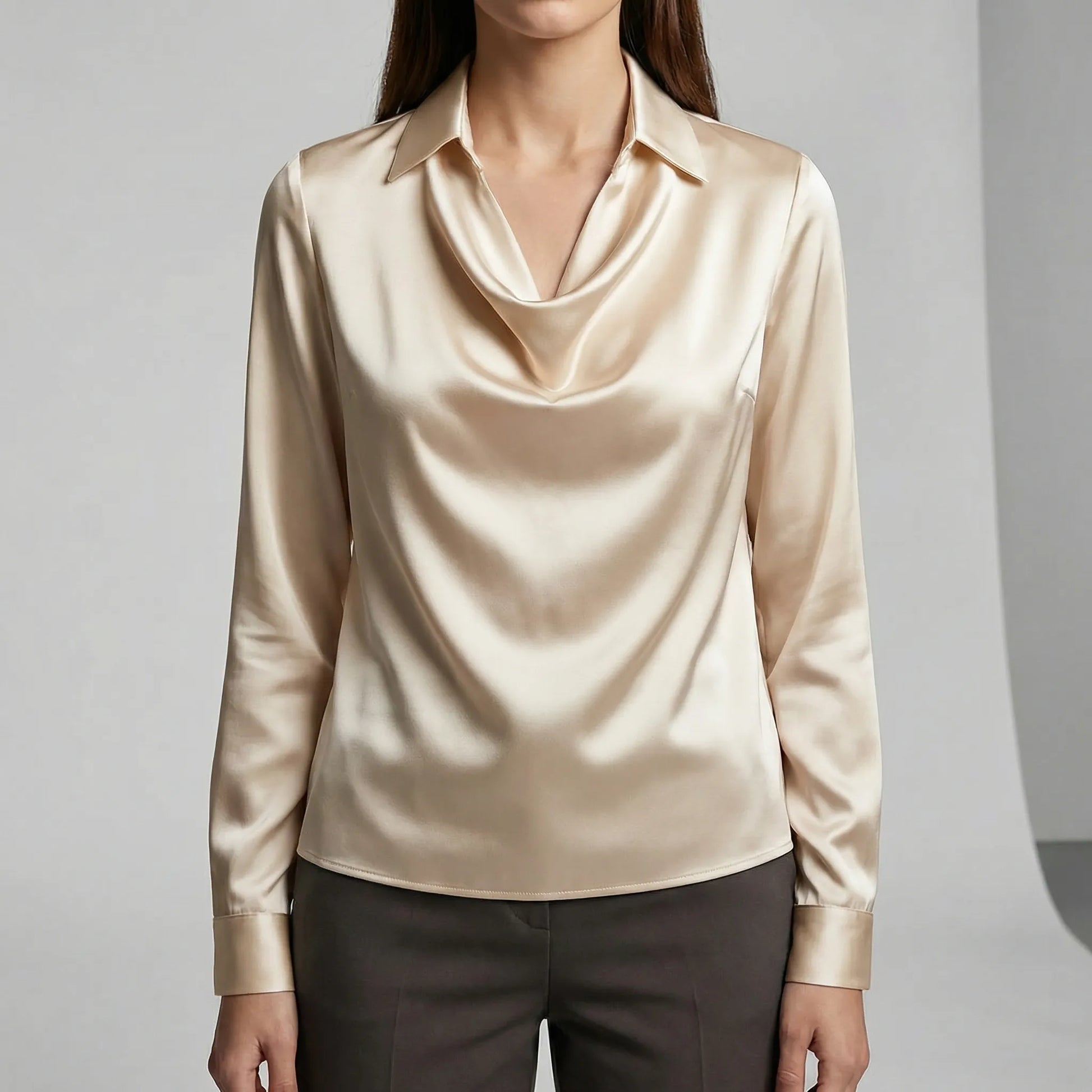 Long-Sleeved Draped Blouse - Ceylin