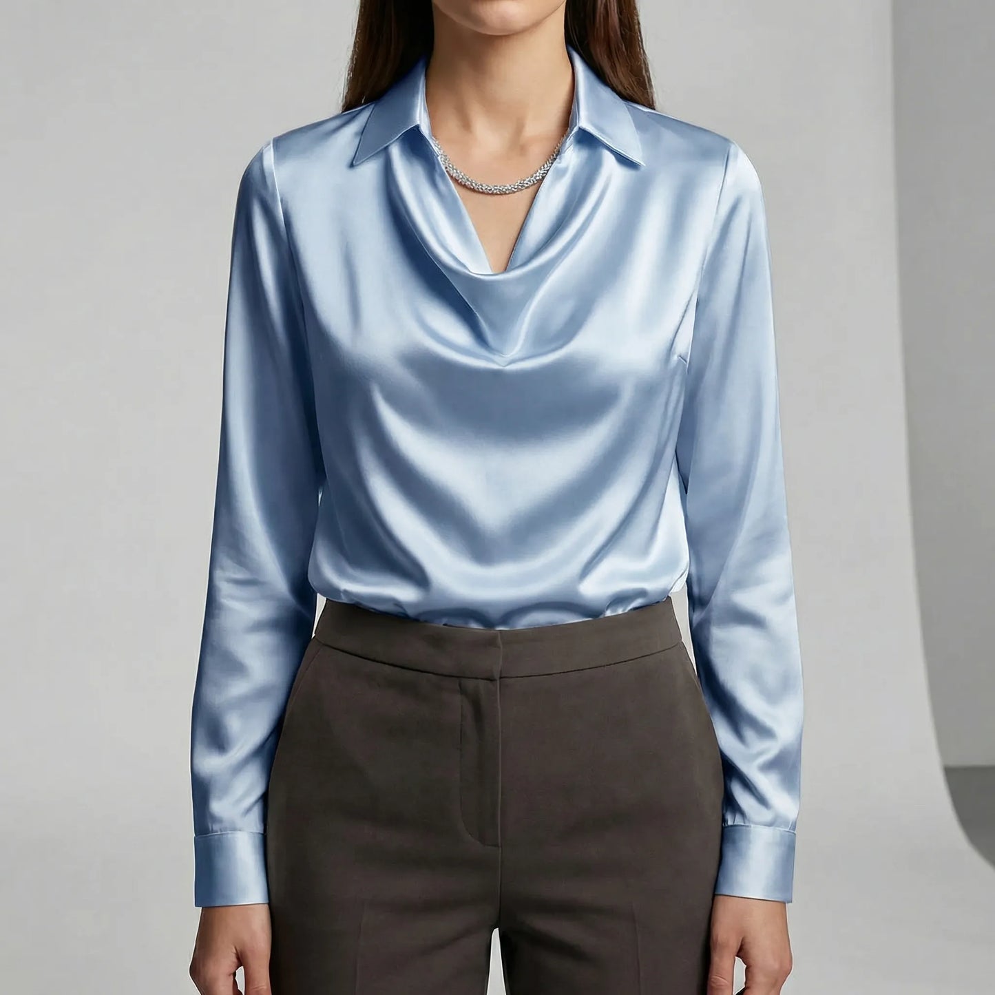 Long-Sleeved Draped Blouse - Ceylin