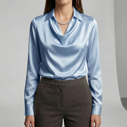 Long-Sleeved Draped Blouse - Ceylin