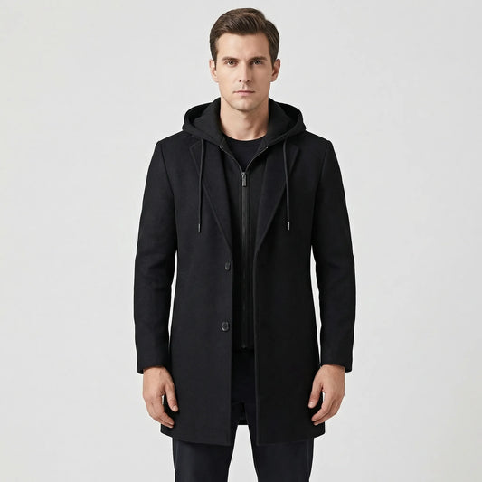 Long Line Hooded Men's Coat - Hugo