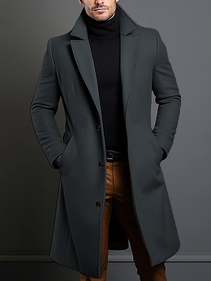 Long Single-Breasted Lapel Overcoat - Russell