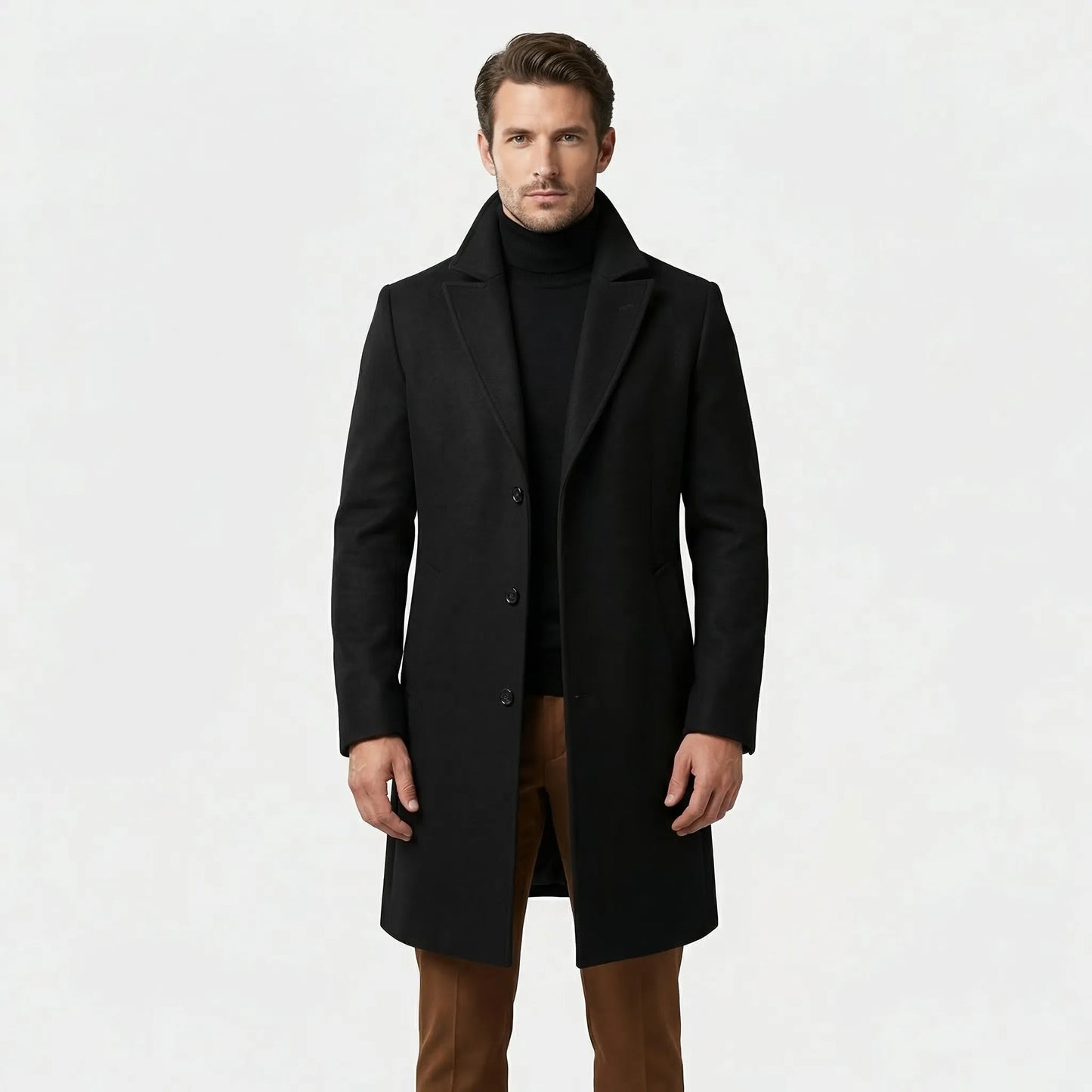 Long Single-Breasted Lapel Overcoat - Russell