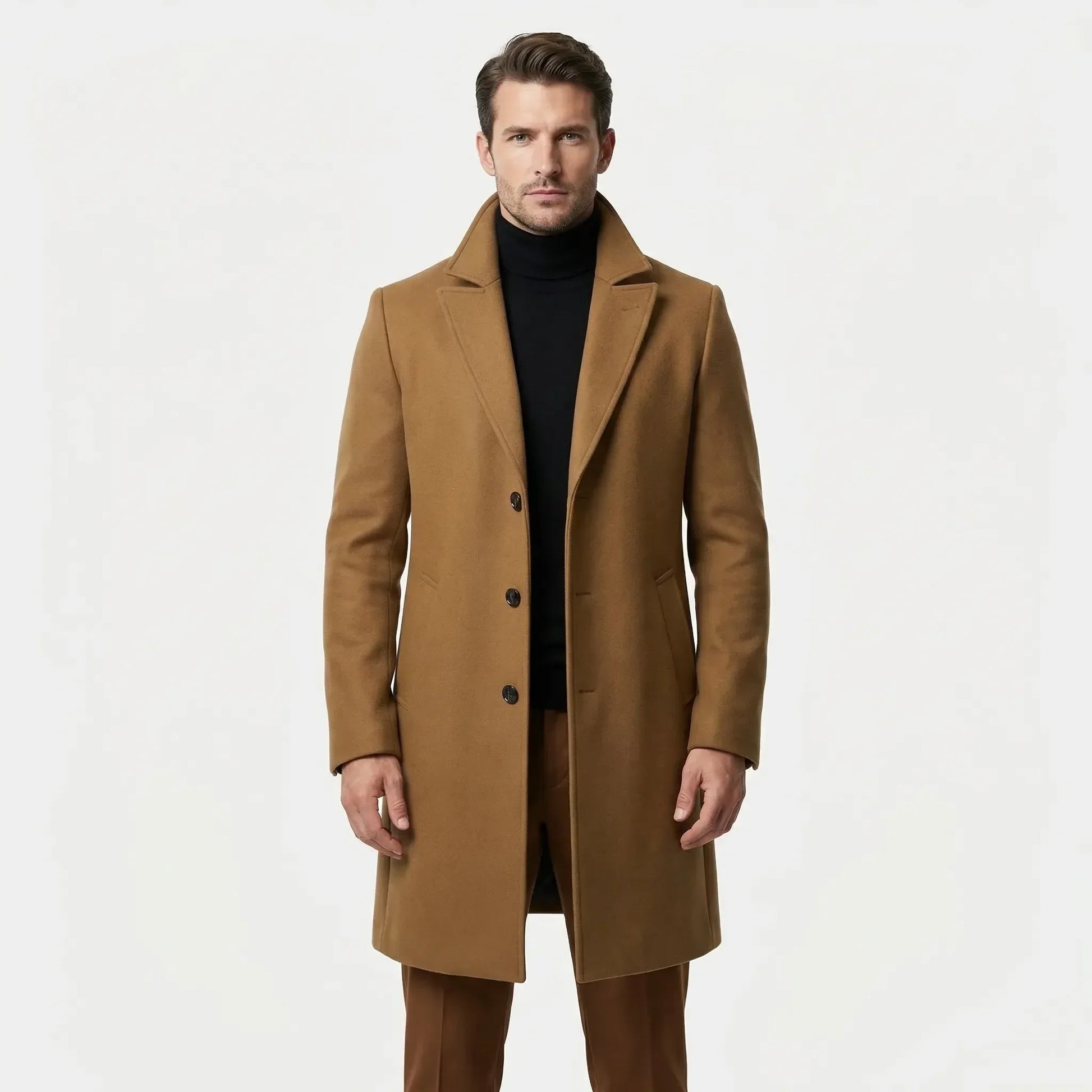 Long Single-Breasted Lapel Overcoat - Russell