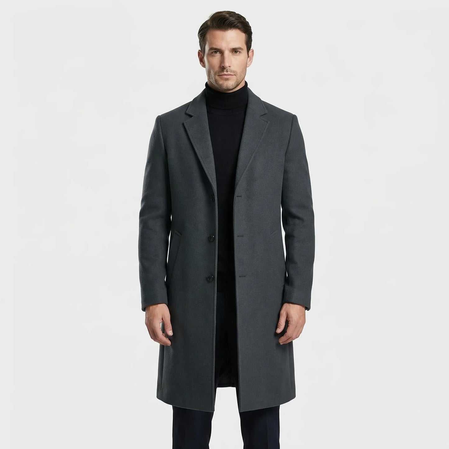 Long Single-Breasted Lapel Overcoat - Russell