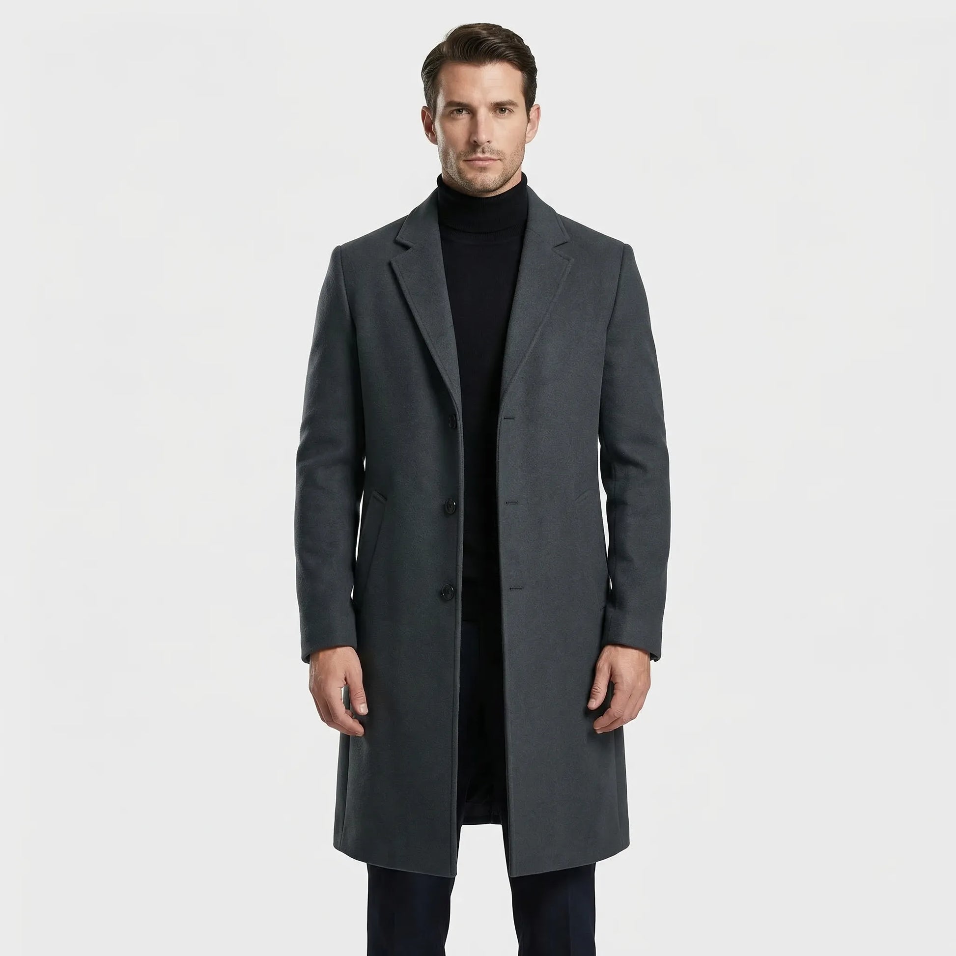 Long Single-Breasted Lapel Overcoat - Russell