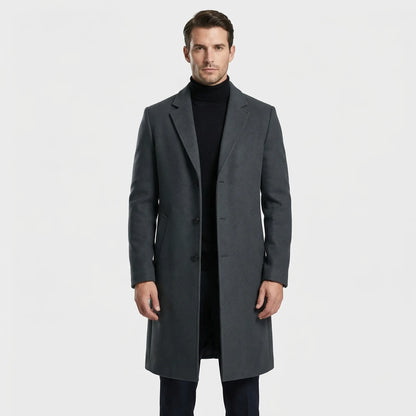 Long Single-Breasted Lapel Overcoat - Russell