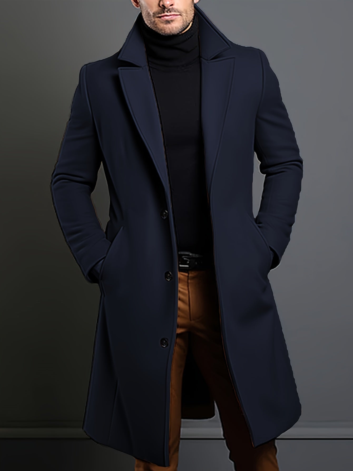 Long Single-Breasted Lapel Overcoat - Russell
