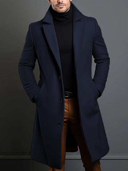 Long Single-Breasted Lapel Overcoat - Russell