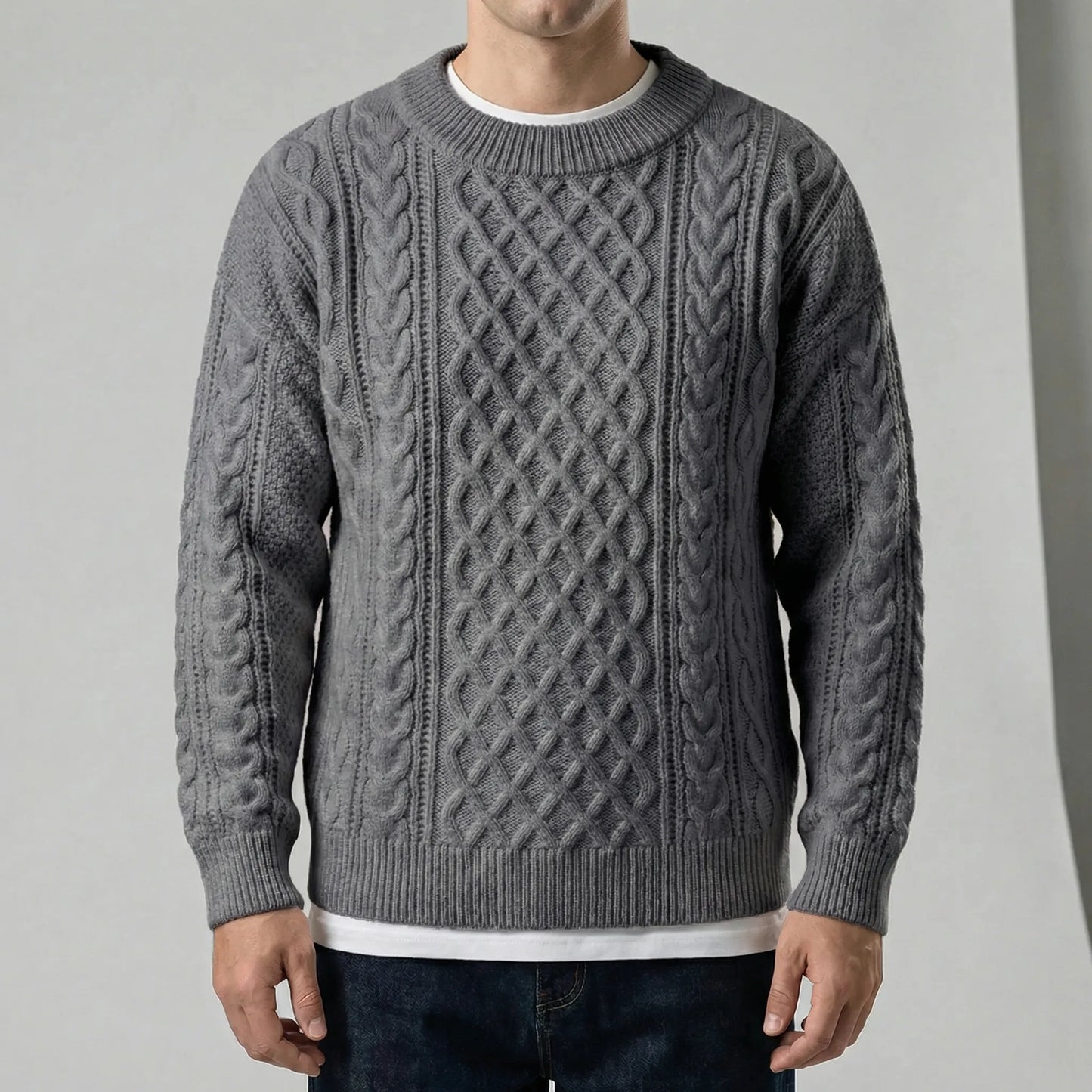Long Sleeve Cable Knit Jumper - David