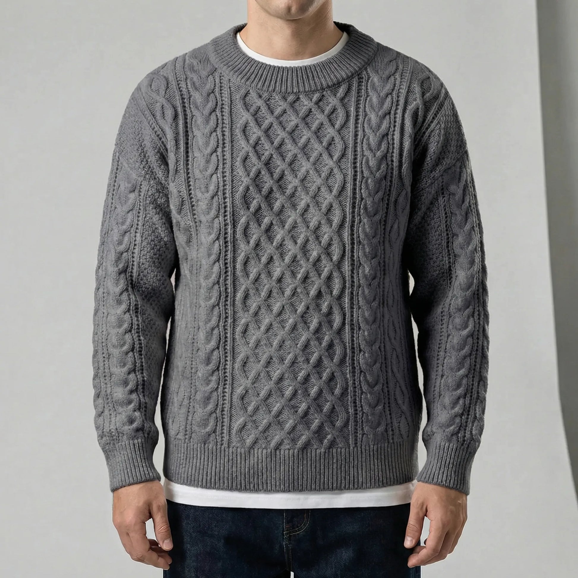 Long Sleeve Cable Knit Jumper - David