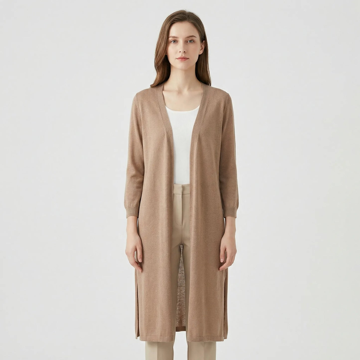 Long Sleeve Cardigan Sweater - Sandy