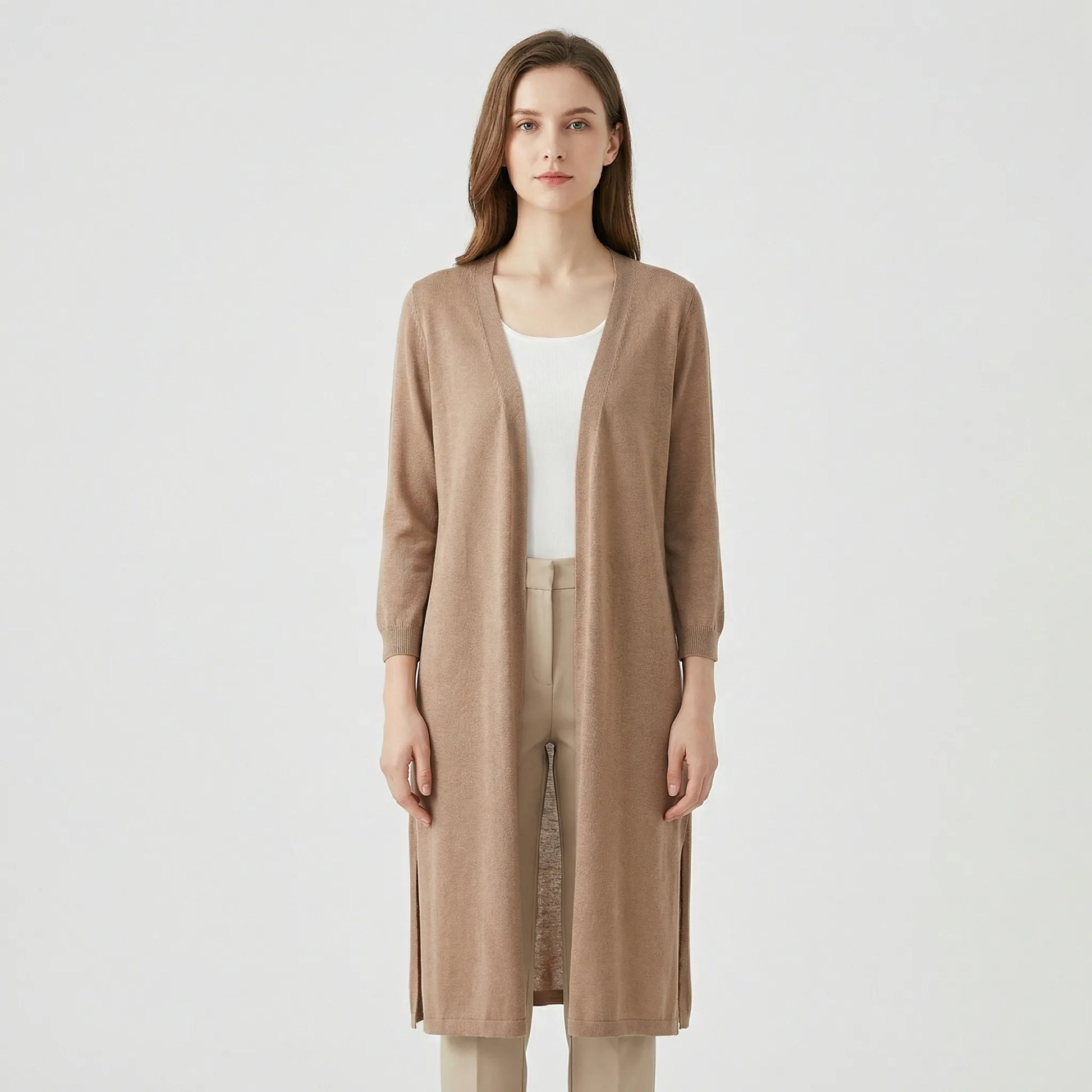 Long Sleeve Cardigan Sweater - Sandy