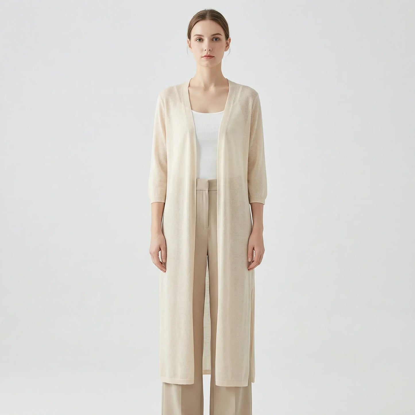 Long Sleeve Cardigan Sweater - Sandy