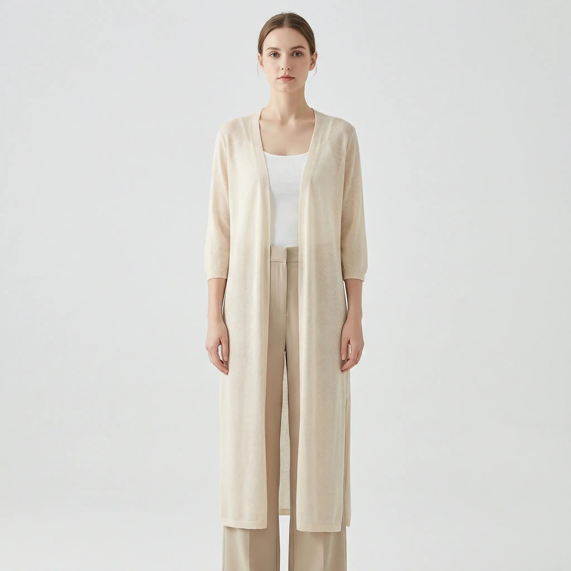 Long Sleeve Cardigan Sweater - Sandy