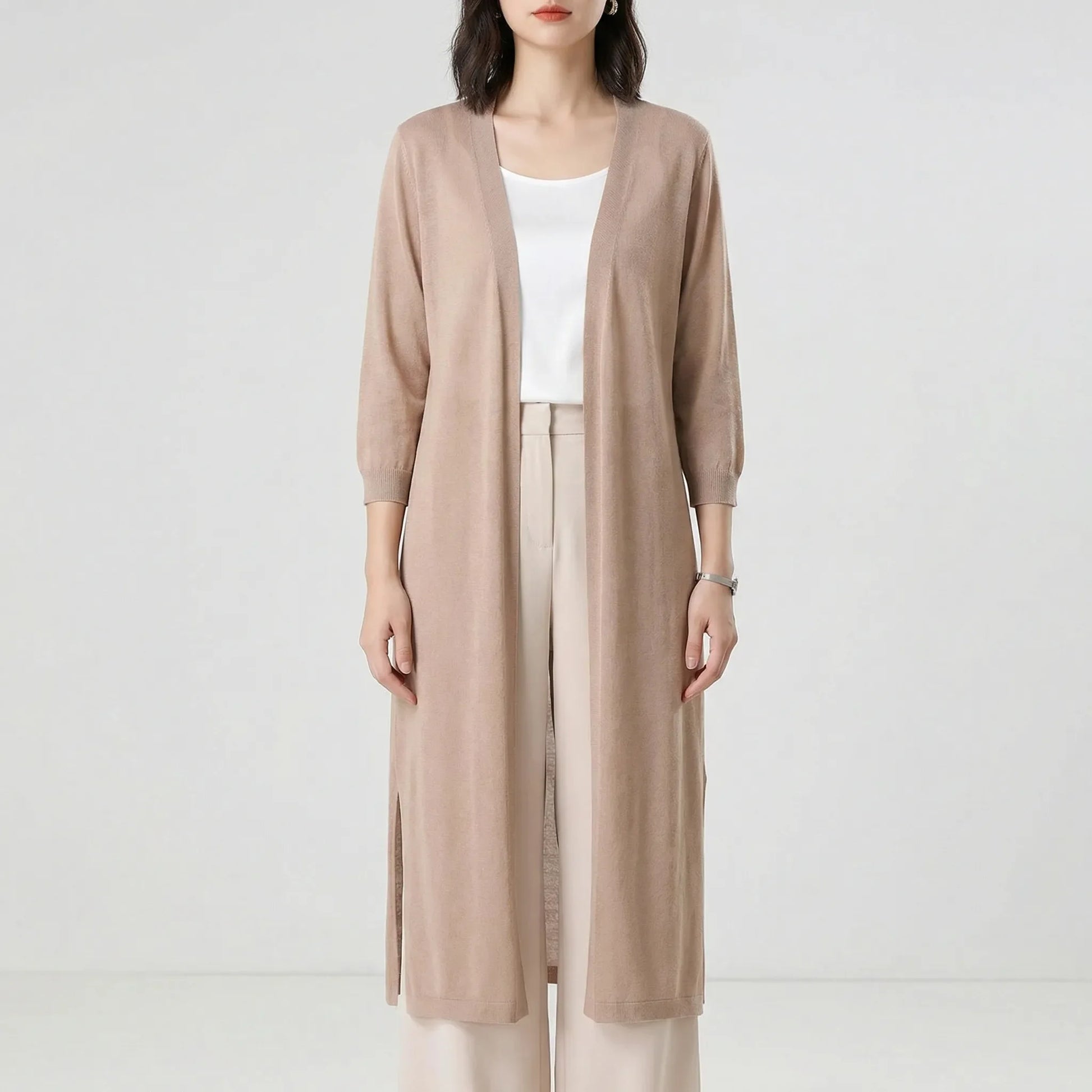 Long Sleeve Cardigan Sweater - Sandy